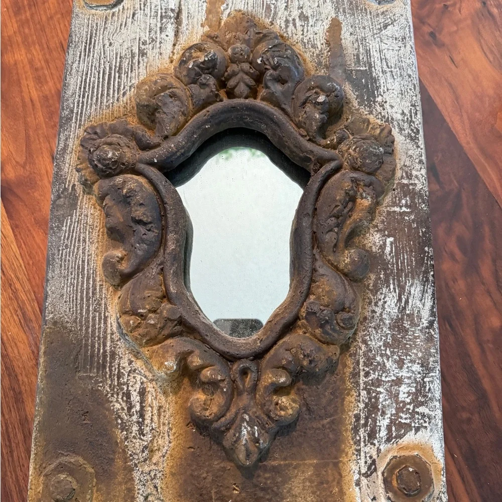 Vintage Style Brown Cream Bernd Wood Wall Mirror